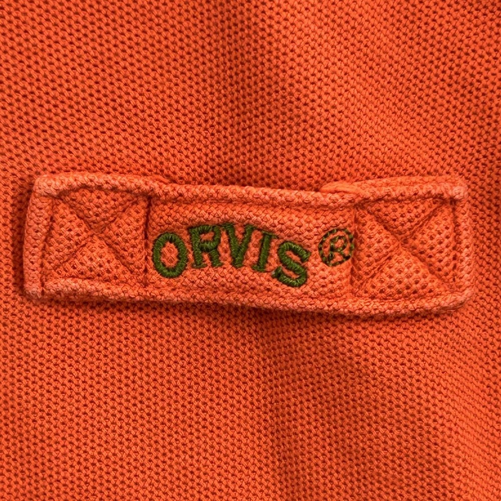 Orvis Polo Shirt Mens Large Orange Short Sleeve 100% Cotton Embroidered Logo - Picture 3 of 13